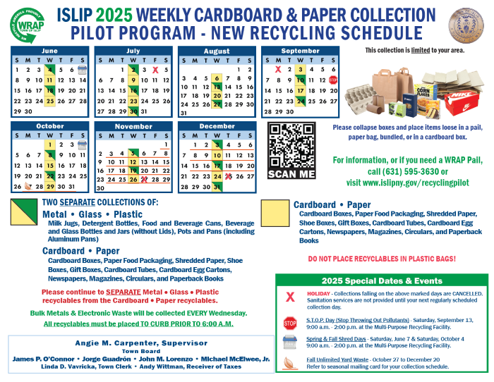 PILOT RECYCLING CALENDAR