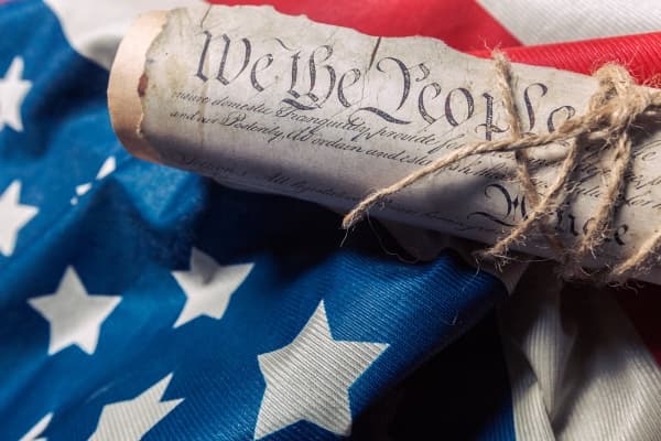 Flag-We-the-People USA Flag with We The People on Scroll