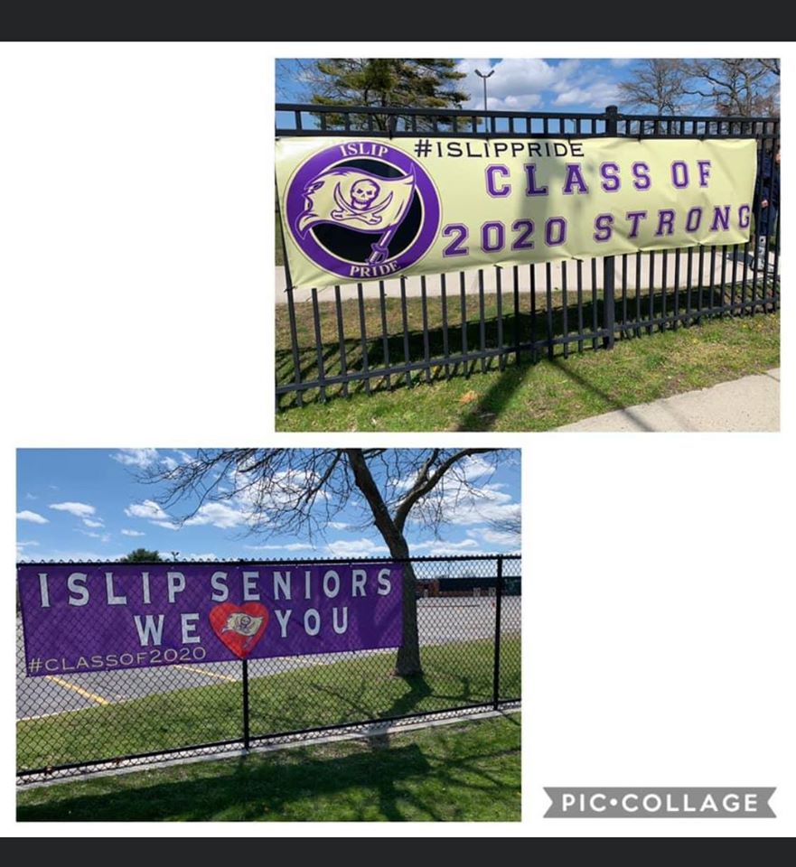Collage of banners showing support for students