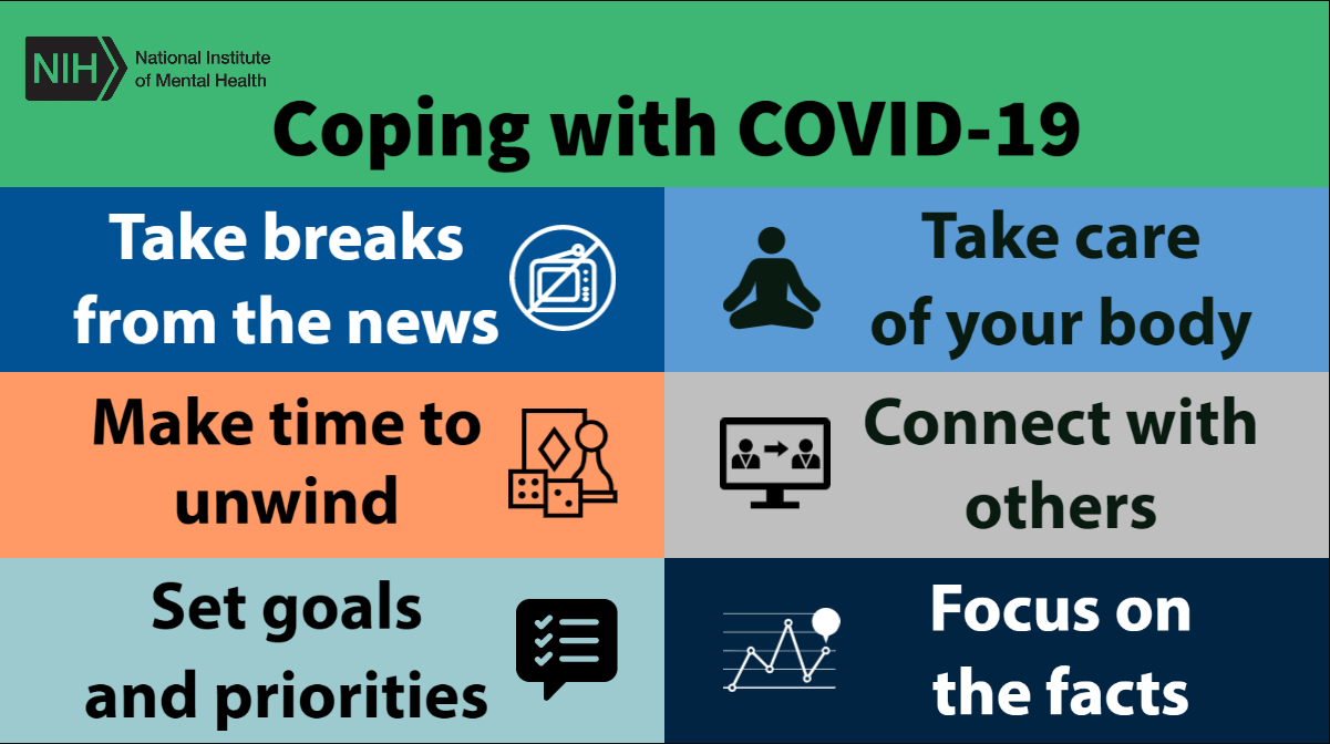 Flyer outlining  6 ways to cope with mental health