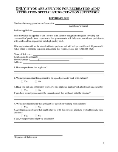 Summer Application Reference Letter