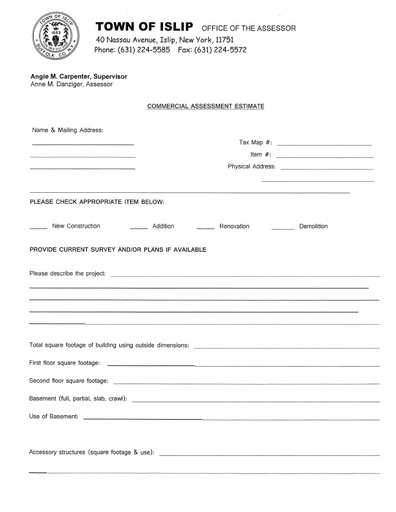 Commercial Assessment Estimate Request Form