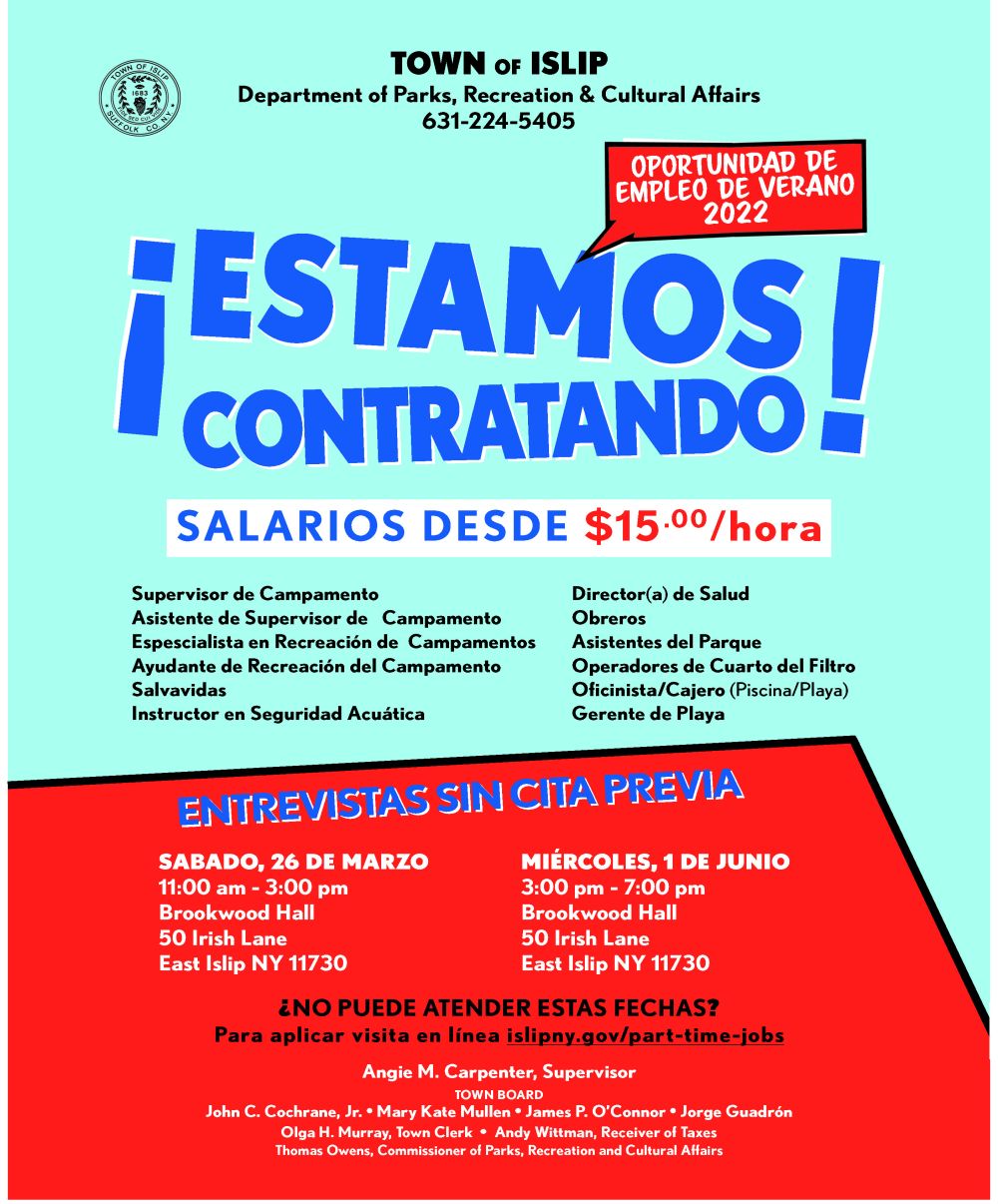 spanish version of flyer, call 631-224-5405
