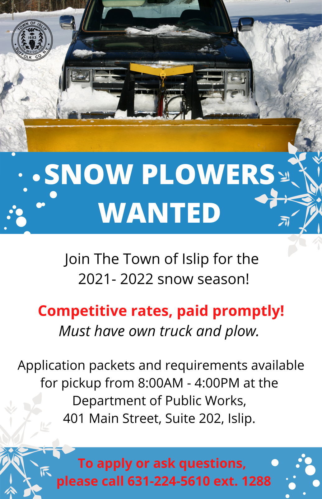 Snow Plowers Wanted