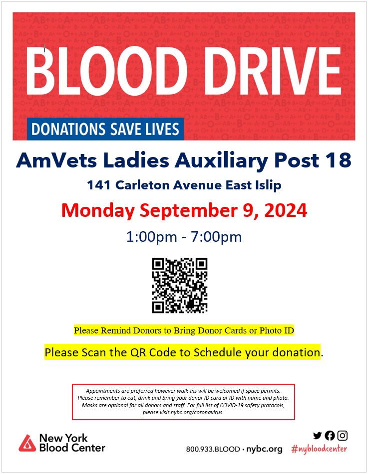 Blood Drive Monday 9th