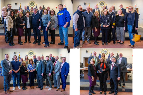 a collage of each honoree and their group photo with the board