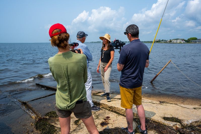Crew films first woman oyster farmer in program