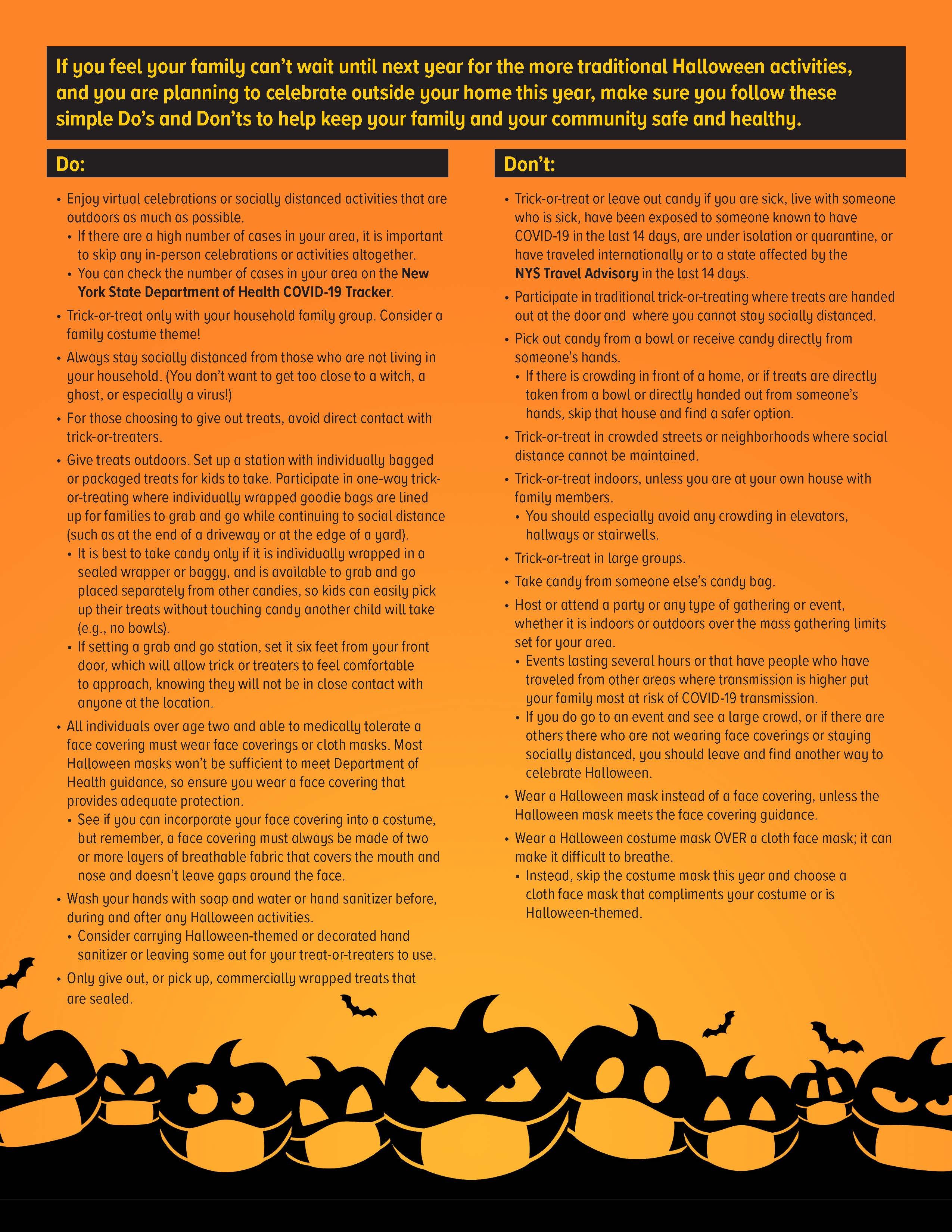 info graphic on how to stay safe when tricker-treating page 2