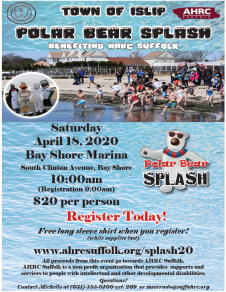 A flyer image announcing the April 18th polar splash event at the Bay Shore Marina.