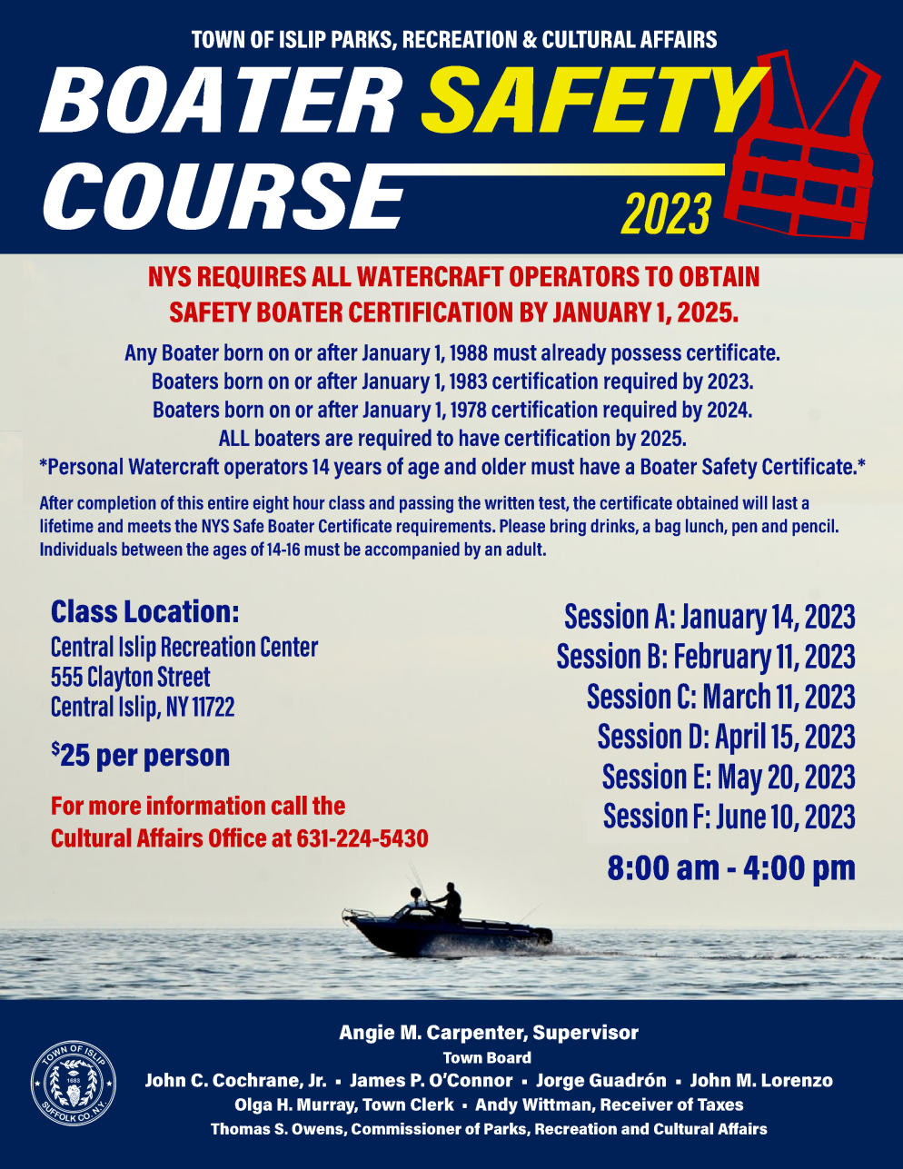 Boater Safety  update copy new classes