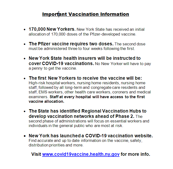 list of important vaccine facts