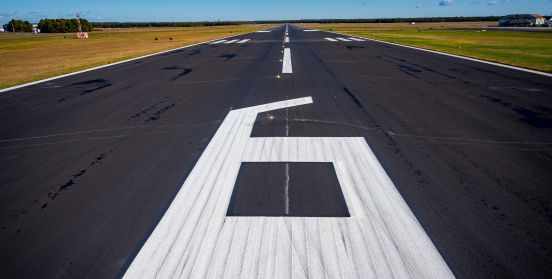 wide angle shot of new runway with number 6 on it