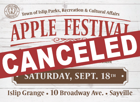 Apple Festival Scheduled for Saturday, September 18th has been canceled due to rising COVID positivity rates.