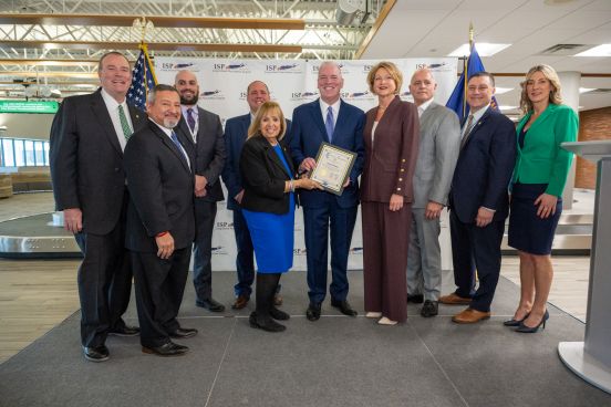 Airport, Airline, and Elected Officials in group photo