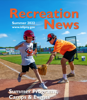 cover of 2022 rec news of little league player at plate