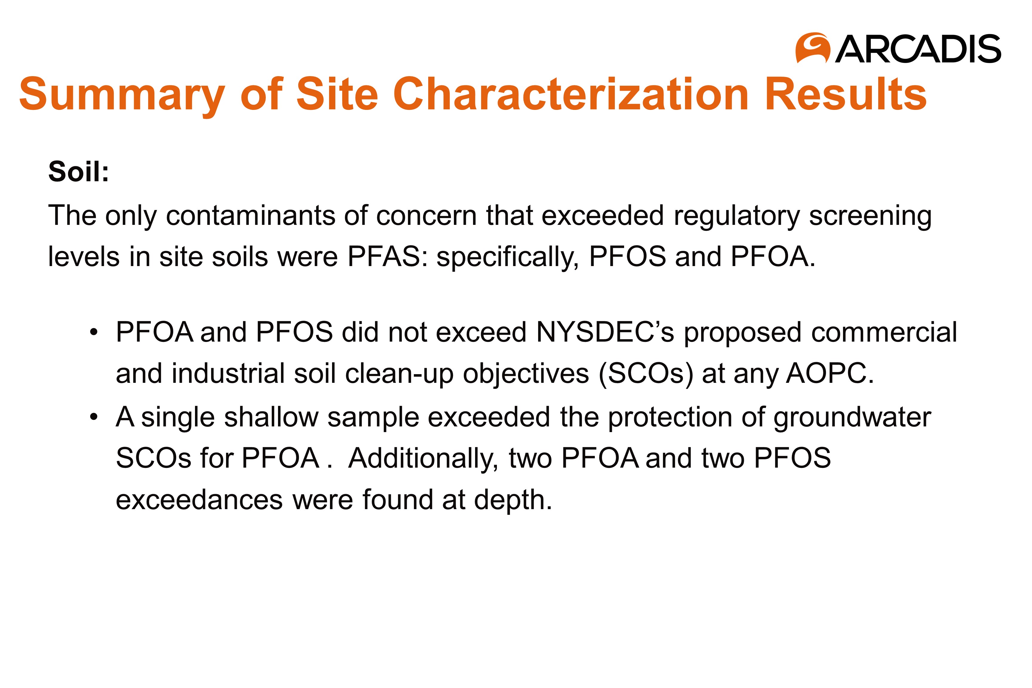Summary of Site Characterization Result
