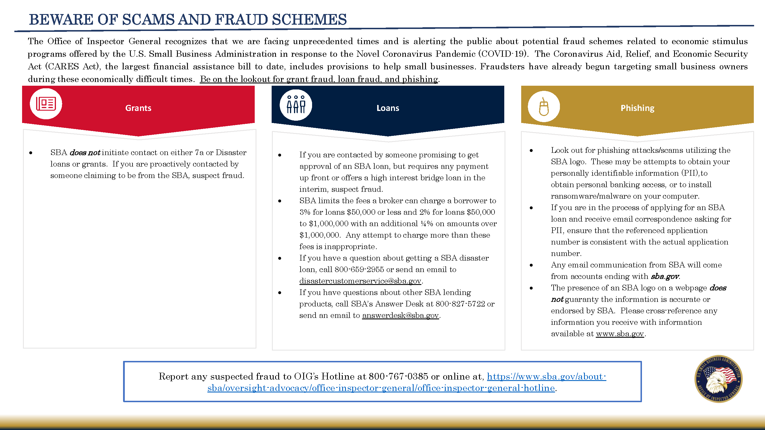 flyer outlining various types of scams